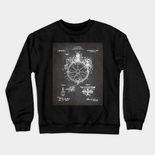 Gyrocompass Patent - Sailor Sailing Boat Lake House Art - Black Chalkboard Crewneck Sweatshirt